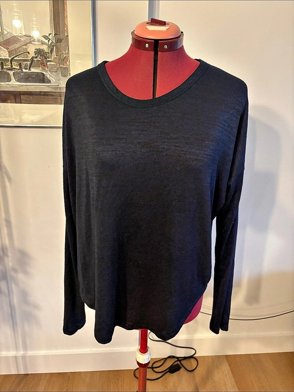rag & bone The Knit Long Sleeve Top Black Crewneck Long Sleeve Size Large Like